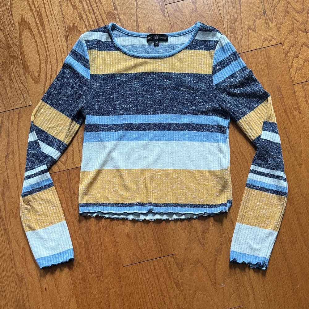 Almost Famous Blue and Yellow Striped Sweater